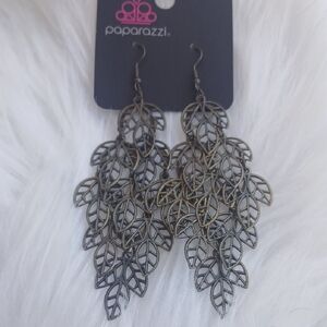 Paparazzi Antique Brass Leaf Earrings